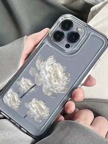 Lotus Flower Pattern Phone Case Compatible With Apple 14, 13, 12, 11, XS, XR, 7 Plus, Pro Max - Clear - View 3