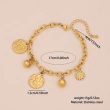 1pc Star & Moon Eye Stainless Steel Bracelet, Suitable For Women's Daily Wear