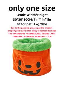 1 pieza Cama de mascota de peluche con forma de calabaza, temática de Halloween