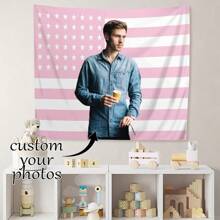 1 Stück personalisierbar individualisierter Wandteppich mit Fotos und Text, für Geburtstag, Hochzeit, Halloween, Weihnachten, Party, Vater-/Muttertag, Wohndekoration, Schlafzimmer-Ästhetik