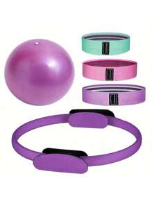 9pcs Pilates Ring Set, A 9-Piece Set Of Home Fitness Equipment For Women, Including A Pilates Ring, 25cm Yoga Ball, Stretching Band And Resistance Band, 5-Color Resistance Band, And A Hip Ring (The Surface Material Is Foam, And There May Be Dents And Scratches During Transportation, Which Is A Normal Phenomenon).