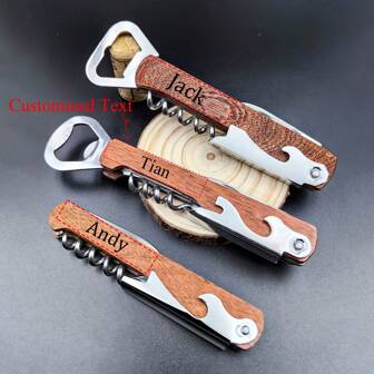 1/5/10/20/30pcs Personalized Wooden Bottle Opener, Can Be Customized With Name & Numbers, Suitable For Restaurant, Bar, Kitchen, Party, Great Gift For Father's Day, Birthday
