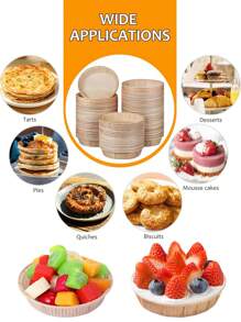50pcs Paper Baking Cake Baking Pan, Round Disposable Egg Tart Pan, Suitable For Cakes, Egg Tarts, Bread, Muffins, Snacks, Fruits For Family Restaurant DIY, Party, Graduation Season, Birthday, Wedding