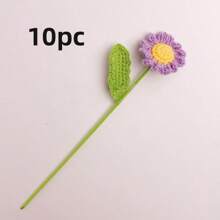 6pcs/10pcs Handmade Woven Daisy & Chamomile Artificial Flower Bouquet, Home Decor, Newlywed Bouquet, Gift For Girlfriend On Valentine's Day, Teacher's Day, Mother's Day, Thanksgiving, Wedding, Birthday,Fall Decor,Autumn
