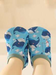 1Pair 0-3years Baby Kids Anti-Slip Socks Floor Foot Socks For Boys And Girls Animal Print Cartoon Barefoot Aqua Socks Non-Slip Shoes