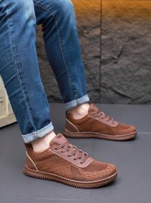 TACHUAN 1 Paar unisex Lässig atmungsaktive Mesh Splicing Schnürschuhe mit breiter Passform, leicht, Sportschuhe für Frühling/Sommer