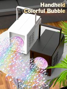 Juguete soplador de burbujas totalmente automático con múltiples agujeros, máquina de burbujas eléctrica rectangular portátil, regalo de juguete portátil para soplar burbujas al aire libre (no incluye baterías ni solución para burbujas)