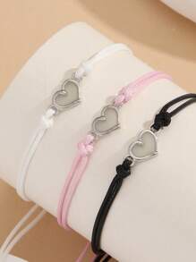 ATLVXJL Conjunto com 3 pulseiras coloridas de coração trançado que brilham no escuro, presente maravilhoso de amizade entre irmãos para mulheres, joias casuais para casais, uso diário e dia dos namorados