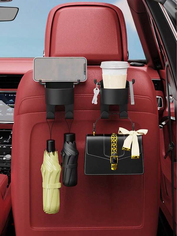 1pc/2pcs Car Mounted Multifunctional Water Cup Holder, Cup Holder, Car Seat, Rear Storage Box, Storage Rack, Backrest, Mobile Phone Holder, Fixing Bracket
