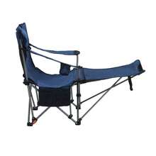 Silla reclinable ajustable para camping - Plegable y portátil con 3 posiciones, portavasos, bolsillo lateral y bolsa de transporte - Ideal para exteriores, playa, deportes - Azul oscuro - Azul - Ver 6