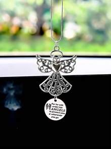 1pc Angel Car Rearview Mirror Hanging Decoration, Engraved "Where You Go, His Angel Protects You", Gift