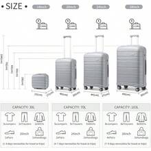 Lightweight Suitcase Hand Luggage Polypropylene Hard Shell Travel Trolley - Grey - View 3