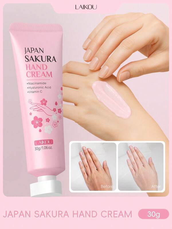 LAIKOU 1 Pc Moisture Repair LAIKOU Japan Sakura Hand Cream 30g, Anti-Wrinkle Hand Lotion Whitening Hand Care For Women, Mom, Wife, Sister, Teen, Girl Friend For Travel, Camping, Hiking, Climbing, Outdoor SPA Self Care Gifts For Girl Friend