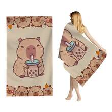 1pc Cute Sea Otter Beach Towel - Quick Dry, Highly Absorbent, Soft & Comfortable, Large Size, With Adorable Milk Tea Sea Otter Pattern, Suitable For Beach, Pool Party, Yoga And Travel Beach Essentials - Multicolor - View 13