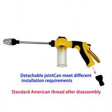 1pc Portable High Pressure Water Gun, Car Wash Machine Garden Spray Hose, Car, Home, Garden Spray Foam Nozzle, Category: Car Wash Spray Nozzle And Hose Accessories - Yellow - View 5