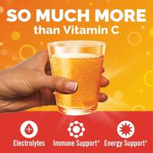 Emergen-C 1000mg Vitamina C en polvo para el apoyo diario del sistema inmunológico, sin cafeína, suplementos de vitamina C con zinc y manganeso, vitaminas B y electrolitos, sabor naranja súper - 30 unidades