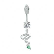 1pc Thick 0.03μ White Gold Plated Copper Zirconia Heart Shaped Stylish Sexy Belly Button Ring