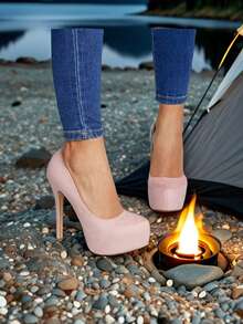 Ladies' Waterproof Platform High Heels, Commuting Shoes For All Seasons, Casual Shoes, Party Shoes, Formal Thick Soled Shoes - 粉色 - 查看 5