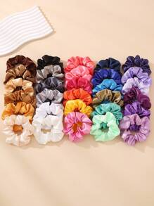 30 pièces Chouchous en satin soyeux pour femmes, élastiques à cheveux, accessoires pour cheveux, cadeau de Thanksgiving/Noël, chouchous décontractés