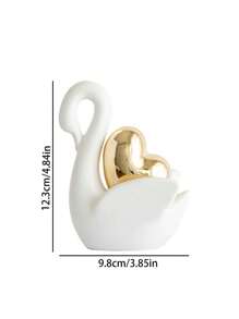 1pc Black & White Ceramic Swan Figurine, Creative Decor For Living Room, Study, Animal Succulent Planter
