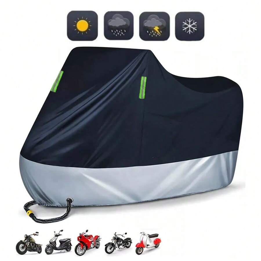 Protective Cover 245*105*125cm Waterproof Motorcycle Cover UV/Rain Protection Color Motorcycle Covers - Black Silver - View 1