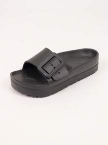 pueenb Women's Thick Bottom Slippers - Adjustable Buckle Design, Secure Fit, Casual Relaxation Design, All-Day Comfort, Suitable For Indoor And Outdoor Wear, Black, Suitable For Beach And Pool Activities - Designed Specifically For Women