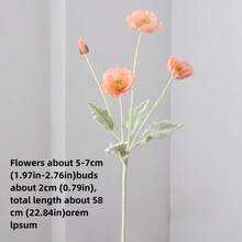 1 Flor artificial de amapola para decoración del hogar, flor de seda con tallo, adornos de flores artificiales para decoración de fiestas, bodas, restaurantes, mesas, ramos, regalos, cumpleaños, graduaciones, jardín, exterior, jardinería, flores falsas.