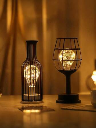 1pc GANXIN 5.28gal LED Night Light In Decorative Bottle/Glass - Warm Glow, Battery-Operated (AA Batteries Not Included) - Ideal For Bedroom & Living Room Ambiance, LED Lights For Bedroom, GANXIN