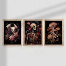 3 bức tranh vải canvas in hình đầu lâu nấm Gothic Dark Room, tranh hoa cổ điển, tranh trang trí tường nghệ thuật Gothic cây đen buồn tẻ, áp phích học thuật tối màu, tranh trang trí tường nghệ thuật cho phòng ngủ, văn phòng, phòng khách, nhà và ký túc xá, quà tặng không có khung sinh nhật tốt nghiệp - Nhiều màu - Xem 8