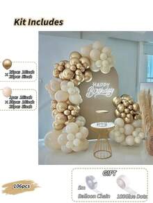 Gold And Beige Balloon Garland Kit, Perfect For Weddings, Birthdays, Grandparent's Day, Baptism Party, Anniversary Decoration, Graduation Party - Mixed Color - View 8