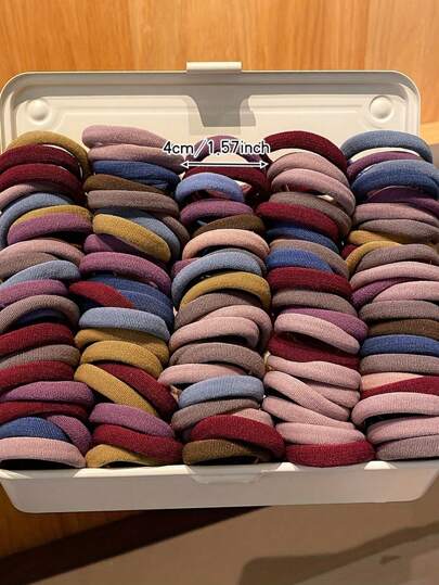 100/50 piezas Cuerda elástica para el cabello con anillos de verduras, sin costuras, no daña el cabello, banda de cuero negra, diadema, anillo de toalla, banda de goma duradera y antideslizante para el cabello