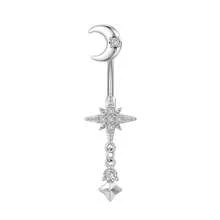 1pc Thick 0.03μ White Gold Plated Copper Zirconia Heart Shaped Stylish Sexy Belly Button Ring