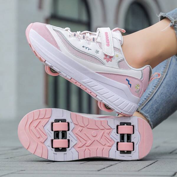 4 Wheel Roller Skates For Teens, Students, Adults & Couples, Fashion Sneakers, Outdoor Sports Roller Skates, High-Top Unisex Roller Shoes With Detachable Wheels, 2-In-1 Design