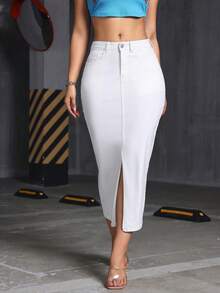 Women's Long Dress, Straight Tube Long Dress With Hip Wrapping, Elastic, For Spring, Summer And Autumn. - White - View 6