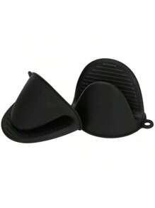 2pcs/Set Silicone Oven Glove & Pot Holder Set, Heat-Resistant Kitchen Gloves & Mini Pot Handle Cover For Cooking And Baking, Kitchen Stuff Camping Camping Stuff