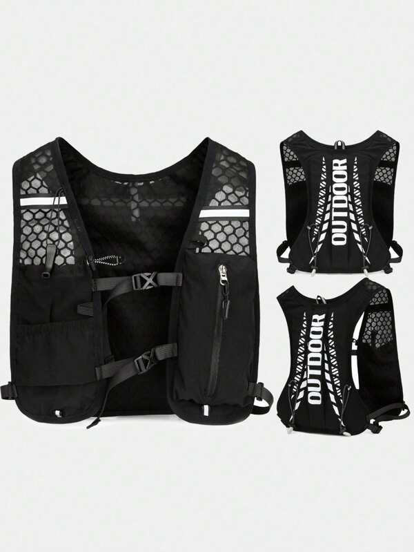 1 Pc Running Vest Backpack,Camel Hydration Vest Backpack(Only Backpack), Fashionable Portable Cycling Backpack With Multi Compartments.Unisex Practical Gym Bag.Fitness Training Bag. Multifunction Running Bag.Bicycle Bag With Multi Pockets.Color Contrast Vest Backpack.Fixable Water Bag.Perfect For Outdoors,Outings