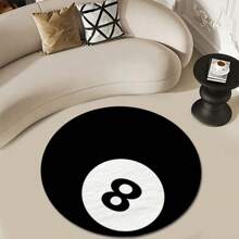 1pc Black 8 Ball Billiard Pattern Rug, 750g Velvet + Dot Plastic Bottom, Modern Personalized Creative Fluffy Soft Decorative Round Carpet, Suitable For Living Room, Bedroom, Entryway, Tatami, Balcony, Game Room, Boys/Girls Bedside Rug, Home Decor Bedroom Decor Room Decor Aesthetic Room Decoration Stuff Living Room Decor Rugs