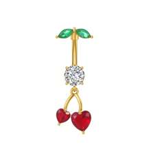 1pc Thick 0.03μ White Gold Plated Copper Zirconia Heart Shaped Stylish Sexy Belly Button Ring
