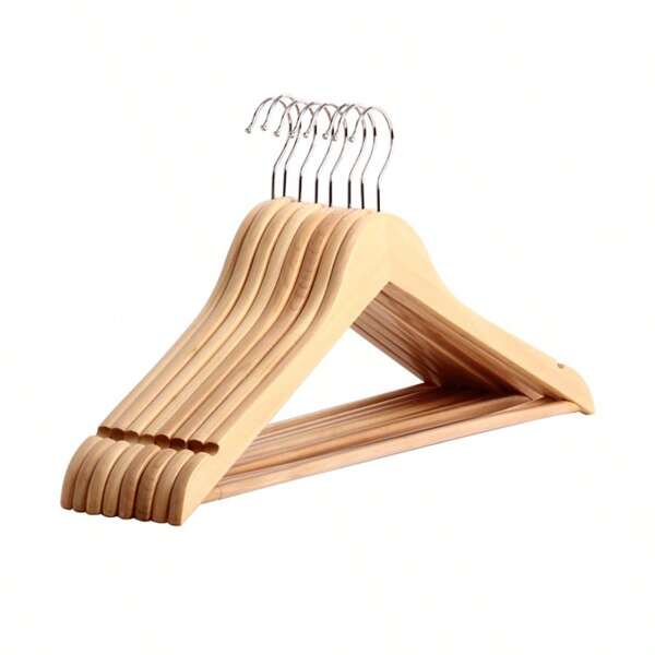 5pcs/2pcs Natural Wood Coat Hangers, Thick Metal Hooks, Suitable For Bedroom, Closet, Laundry Room, Garment Shop, Hotel, All Seasons