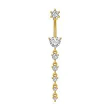 1pc Thick 0.03μ White Gold Plated Copper Zirconia Heart Shaped Stylish Sexy Belly Button Ring