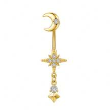 1pc Thick 0.03μ White Gold Plated Copper Zirconia Heart Shaped Stylish Sexy Belly Button Ring