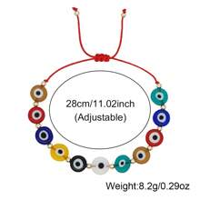 1pc Bohemian Style Summer Beach Beaded Adjustable Drawstring Bracelet With Random Color Evil Eye Pattern, Suitable For Women Daily & Festival Wear