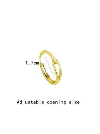 1 pieza Anillo abierto curvo ajustable con diseño único de lujo minimalista con brillo