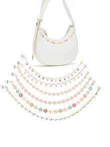 Fashionable Floral Simple Design Handbag With Metal Buckle & Chain - Multicolor - View 1