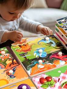 Fei Rui Educational Wooden Fruit Puzzle - 5 Unique Shapes, Realistic Detail, Ideal Learning Toy For Youngsters, Christmas, Halloween, Thanksgiving - Multicolor - View 2