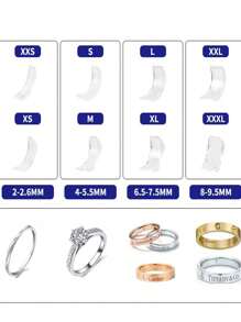 8 Stücke unsichtbare Ringgrößenadapter, transparenter Ringsatz mit Größe 4 Adaptern für zu weite Ringe, perfekt für Hochzeiten und Outdoor-Aktivitäten, passt auf alle Größen