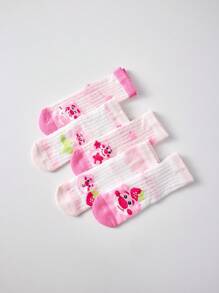 Disney 5 pares de medias hasta el tobillo para niñas con 2 agujeros, con diseño de oso de fresa de , nuevo estilo de primavera y verano, color aleatorio, alta calidad.