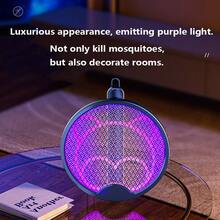OBOVAY 1pc Foldable Electric Mosquito Killer Fly Swatter Trap USB Rechargeable Mosquito Racket Insect Killer With UV Light Bug Zapper,300mAh