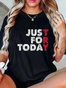 Plus Size Just For Today - Anniversary Of Sobriety AA NA Rehabilitation Large T-Shirt For Men And Women - Zyf-29, Apparel |   Casual Style Tee |   Tshirt Women Size L-3XL 4XL 5XL - 黑色 - 查看 1