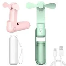 Tragbarer Miniventilatior, USB aufladbar, 3-stufig einstellbar, faltbarer Handventilator, geeignet für Frauen, Reise, Outdoor Benutzung im Sommer, Strand, Reise